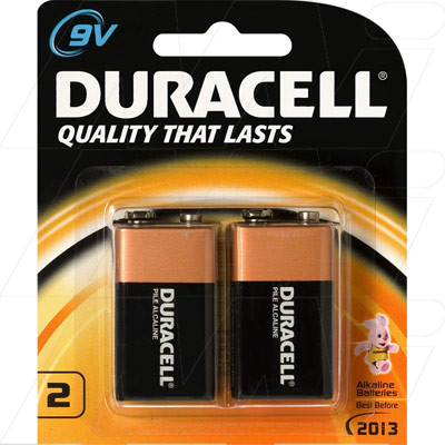 DURACELL COPPERTOP 9 VOLT BATTERY - TWIN PACK