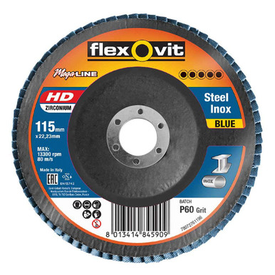 Flexovit Megaline Blue HD R860 flap discs offer a high-end zirconia ...