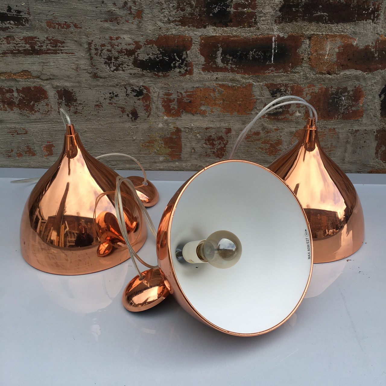 ** SOLD OUT ** Copper effect light shades ( x3) Glasgow Salvage