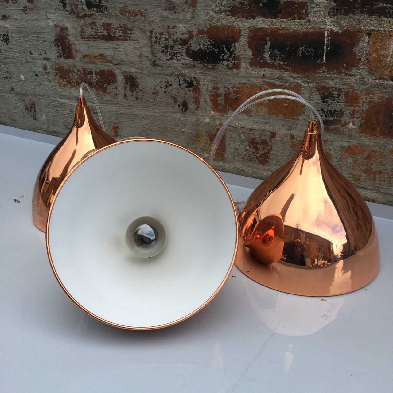 ** SOLD OUT ** Copper effect light shades ( x3) Glasgow Salvage