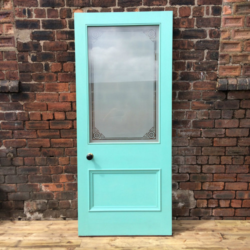 Custom made traditional style Vestibule door with laminated/ sandblasted decorative glass