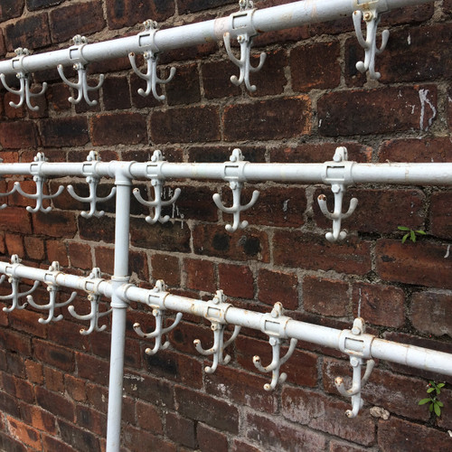 Large Victorian painted metal coat hook rack  - 2 available