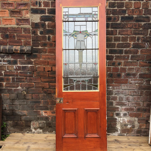 Victorian Decorative Leaded Glass Interior Door