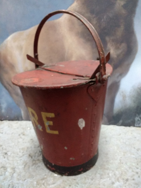 A fabulous vintage red fire bucket with lid, with the word fire painted on. A rare made in Paisley piece, by George Robertson & Sons, Shawdoun Works. Perfect for keeping kindling in beside the fire or stove, or indeed removing the ashes ! A fabulous vintage red fire bucket with lid, with the word fire painted on. A rare made in Paisley piece, by George Robertson & Sons, Shawdoun Works. Perfect for keeping kindling in beside the fire or stove, or indeed removing the ashes !