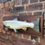 Large painted carved wood Salmon display mounted on board. 