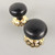 **BACK IN STOCK ** A pair of ebonised & brass Victorian style reproduction bun door handles. ( DK013)