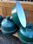 ** SOLD OUT ** Vintage Industrial green enamel pendant light shades. ** SOLD OUT ** Vintage Industrial green enamel pendant light shades.
