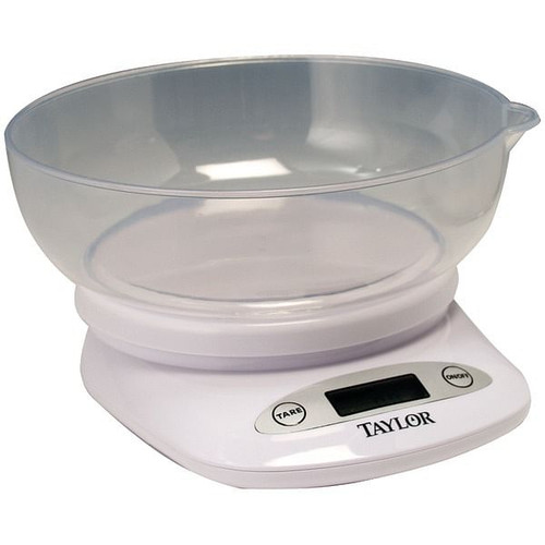 Taylor Precision Products 380444 4.4lb-Capacity Digital Kitchen Scale with Bowl