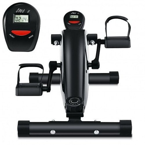 Portable Under Desk Bike Pedal Exerciser with Adjustable Magnetic Resistance - Color: Black