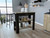 Light Oak and Black Kitchen Island with Drawer and Two Open Shelves