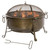 Large Wood Burning Fire Pit Cauldron Style Steel Bowl w/ BBQ Grill, Log Poker, and Mesh Screen Lid