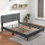 Queen Size Upholstered Platform Bed with Button Tufted Headboard-Gray