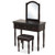 Makeup Vanity Table and Stool Set with Detachable Mirror and 3 Drawers Storage-Walnut - Color: Waln