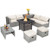 9 Pieces Outdoor Patio Furniture Set with 32-Inch Propane Fire Pit Table-Off White - Color: Off Whi