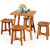 5 Pieces Wood Patio Dining Set with Square Table and 4 Stools