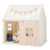 Kids Play Tent Large Playhouse with Padded Mat and 2 Breathable Windows-Beige - Color: Beige