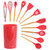 MegaChef Red Silicone and Wood Cooking Utensils, Set of 12