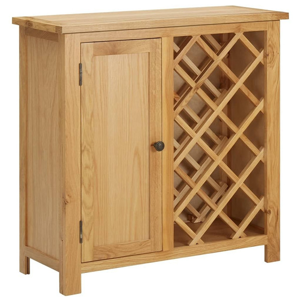 vidaXL Wine Cabinet for 11 Bottles 31.5"x12.6"x31.5" Solid Oak Wood