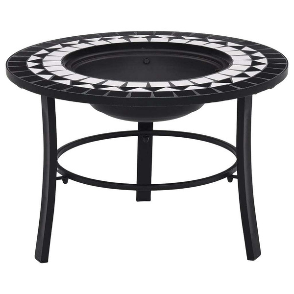 vidaXL Mosaic Fire Pit Black and White 26.8" Ceramic