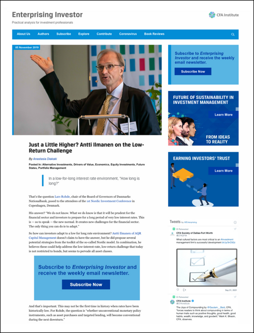 Just a Little Higher? Antti Ilmanen on the Low-Return Challenge - Reprint