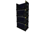 Solar panel pallet can be stacked to a maximum of four pallets high.