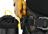 Petzl tool bag can attach and detach quickly with use of the INTERFAST connection clip