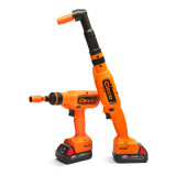 Torque limiting drill pistol grip and right angle configurations.