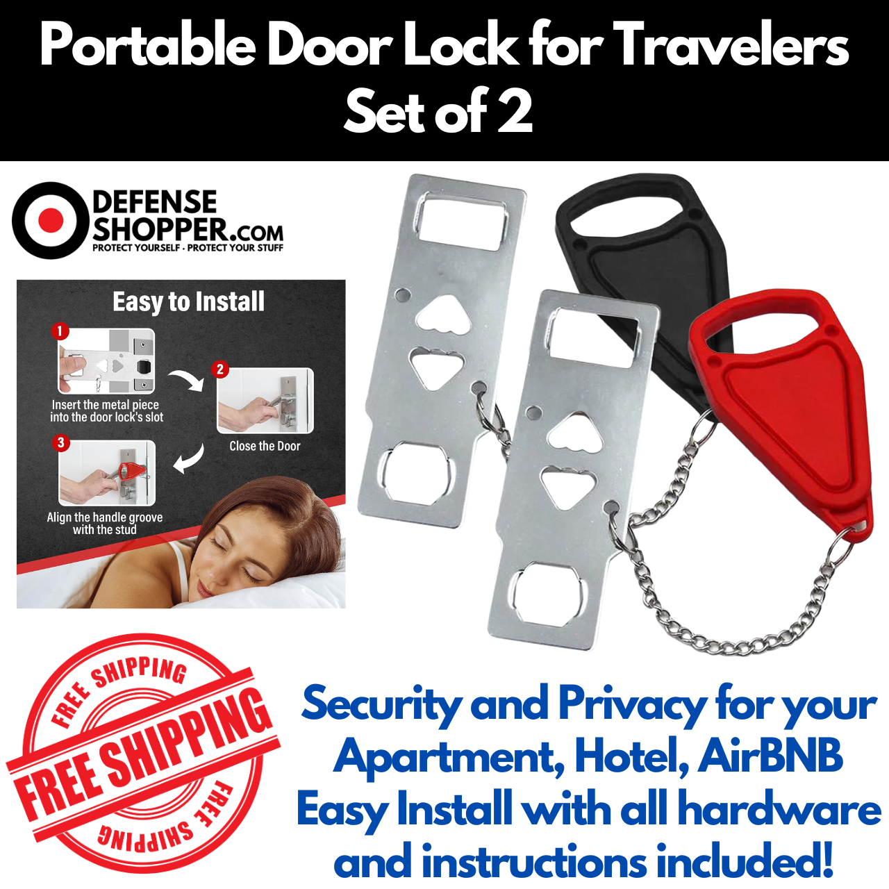 Portable Door Lock-Hotel-Apartment-AirBNB Security