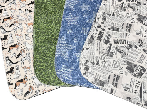 Homestyle Lennypads Grass, Newspaper, Denim, Funky Dog - Side by Side