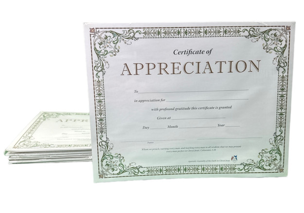 Certificate of Appreciation