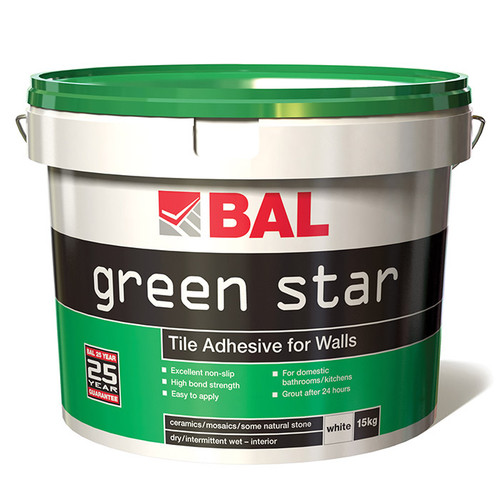 BAL Green Star is a ready mixed and easy to apply wall tile adhesive, supplied by Tile Fix Direct