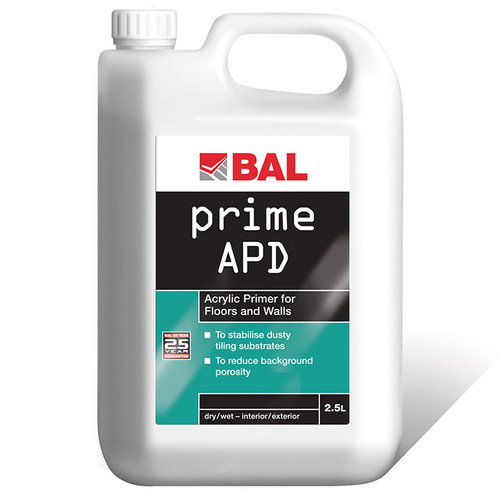 a 2.5 litre bottle of BAL Prime APD for priming wall and floors prior to tiling, supplied by Tile Fix Direct
