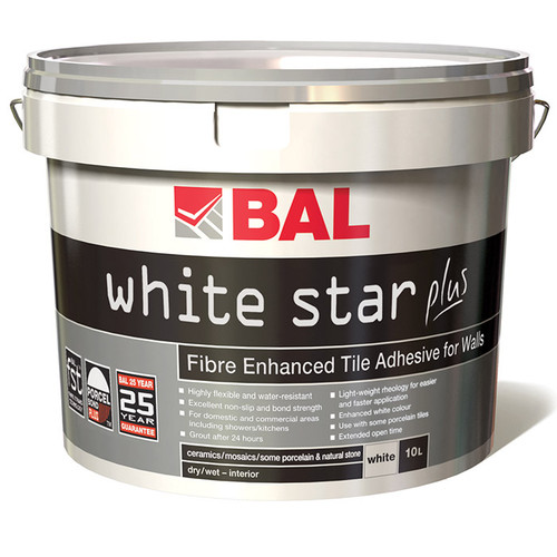 BAL White Star Plus is a ready-mixed tile adhesive for walls, supplied by Tile fix Direct