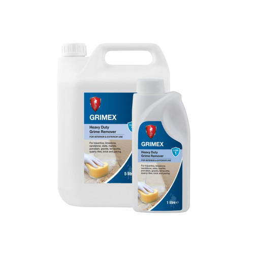 A one and five litre bottle of LTP Grimex Heavy Duty Tile Cleaner supplied by Tile Fix Direct