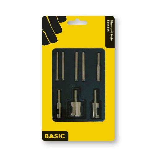 Genesis Basic Diamond Hole Saw Set containing 6mm, 8mm, 10mm, 12mm, 22mm and 35mm diamond drill bits.