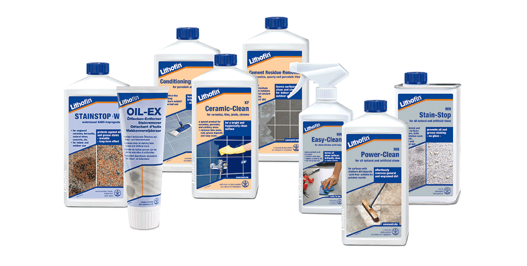 The range of lithofin cleaning, sealing and maintaining products supplied by tile fix direct