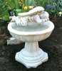 Hand sculpted outdoor garden laying angel birdbath from Athena Garden make wonderful Mother's Day and Christmas gifts. This Stone Birdbath angel sculpture is a unique design that has quality and personality, decorative garden concrete birdbath, outdoor birdbath gifts for all occasions. concrete birdbath, cocnrete angel, Cement one piece birdbath, athena garden bird bath, concrete decorative angel, small angel birdbath, concrete angel bird bat, Birdbath with Resting Angel