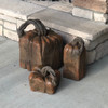 Hand-sculpted set of 3 Athena Garden square concrete pumpkins are a rustic design with an antique stain that endures for many seasons to come. strong durable concrete pumpkins made in the USA. The square pumpkins come in 3 sizes, and are suited for both indoor and outdoor settings.