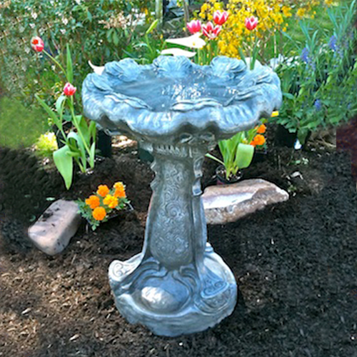 Hand sculpted outdoor garden flower birdbath from Athena Garden make wonderful Mother's Day and Christmas gifts. The Stone Birdbath is a unique design that has quality and personality, decorative garden concrete birdbath, outdoor birdbath gifts for all occasions. Concrete, Cast Stone, Large Garden Water Feature, Sculpted, Flowering Bird bath, Athena Garden hand sculpted birdbath, cast stone ornate statuary, bird bath statuary, bird bath sculpture, Flowering Hand Sculpted Birdbath