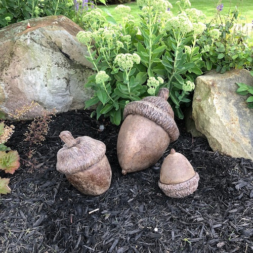 Decorative Cast Stone Acorns - Set of 3