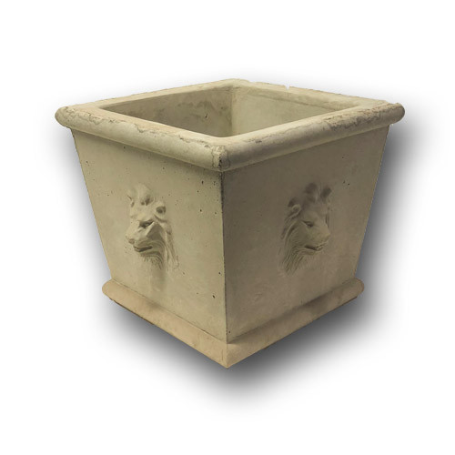Large Square Lion Planter, Lion Head Urn, Outdoor Planter, Patio Planter,  Concrete Classical Planter, Lion Sculpture