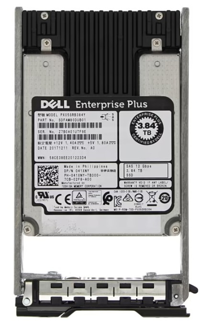Dell Compellent Original Hard Drive 3.84TB SAS SSD 12GBPS 2.5 In Read Intensive (RI) With Tray-7D4F6/Disco Original Con Charola New Or Open Box Dell 41XNY,PX05SRB384Y