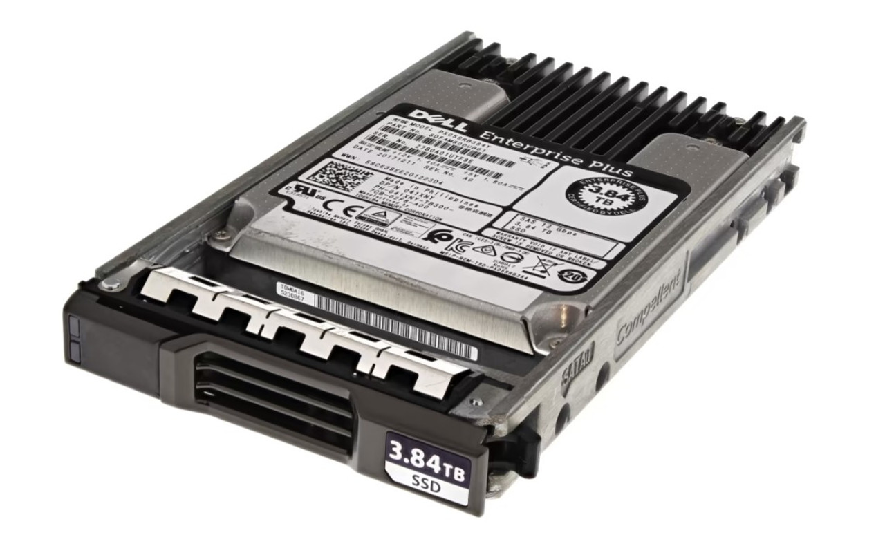 Dell Compellent Original Hard Drive 3.84TB SAS SSD 12GBPS 2.5 In Read Intensive (RI) With Tray-7D4F6/Disco Original Con Charola New Or Open Box Dell 41XNY,PX05SRB384Y