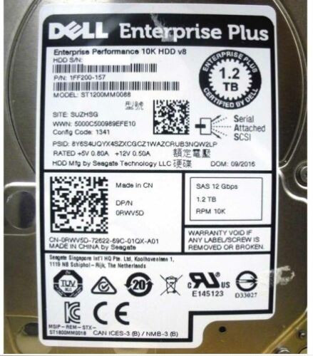 DELL POWEREDGE HARD DRIVE ORIGINAL 1.2TB @10K SAS 12GB/S 2.5 PULG CON CHAROLA DE 2.5 NEW DELL  0KV02 , RWV5D, HFJ8D, 9XNF6, 400-AJPD, ST1200MM088  
