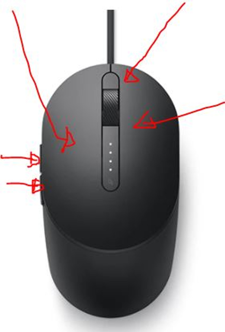 DELL ORIGINAL MOUSE MS3220 LASER WIRED USB 5-BUTTONS BLACK / RATON ORIGINAL NEGRO CABLE-USB NEW DELL YP11M, 570-ABGN, KR7F7 