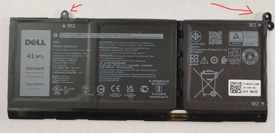 Dell Laptop Latitude,Vostro,Inspiron Original Battery 3-Cell 41Whr 11.4 V Type-G91J0/Bateria Original New Dell 927N5, MGCM5,PG8YJ,451-BCUG