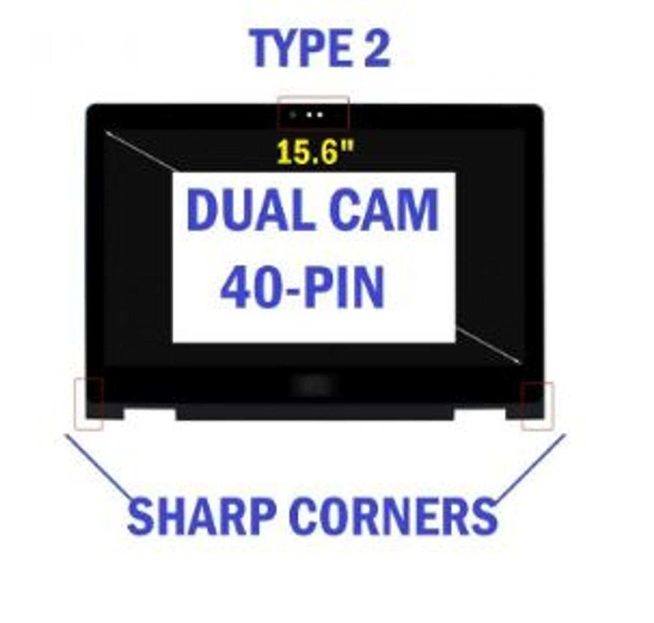 Dell Laptop Inspiron 5578 15.6-LED LCD Display TouchScreen Assemby Type-2 (1920X1080) (40-Pin) Sharp Corner/LCD Pantalla Esquina Cuadradas Dell New YM0K7,2RMRP,B156HAB01.0