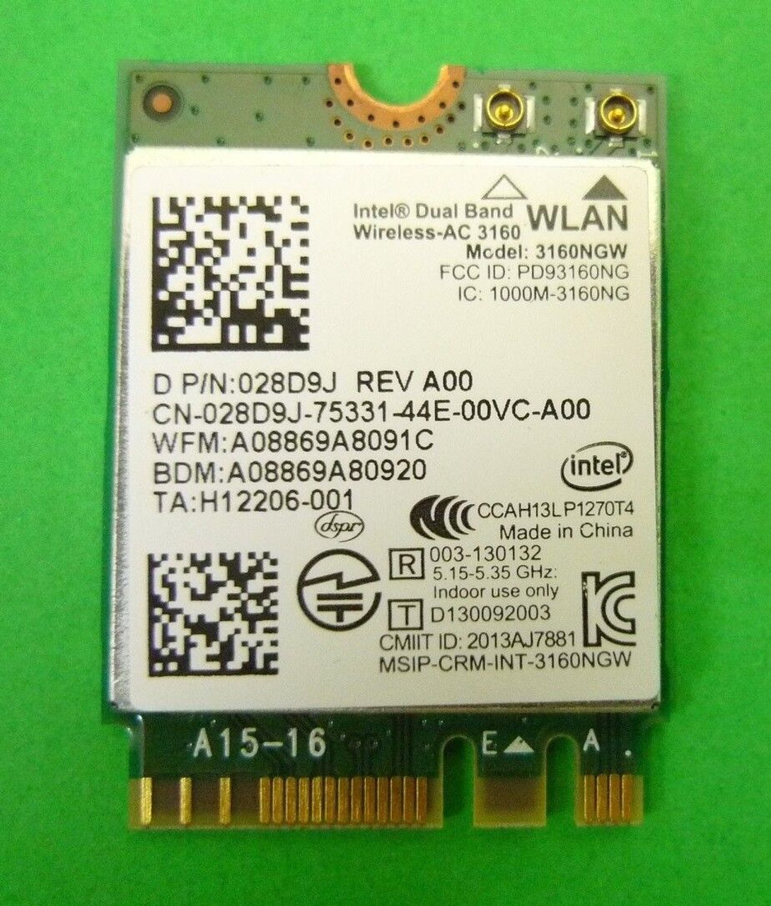 Dell Inspiron 15 5542 5447 5448 7547 WiFi Wireless Bluetooth 4.0 Card Wlan NewDell 28D9J, 3160NGW 