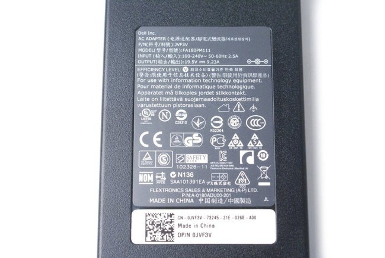 Dell AC Power Adapter 19.5V 9.23A, 180W , 74X5J , JVF3V