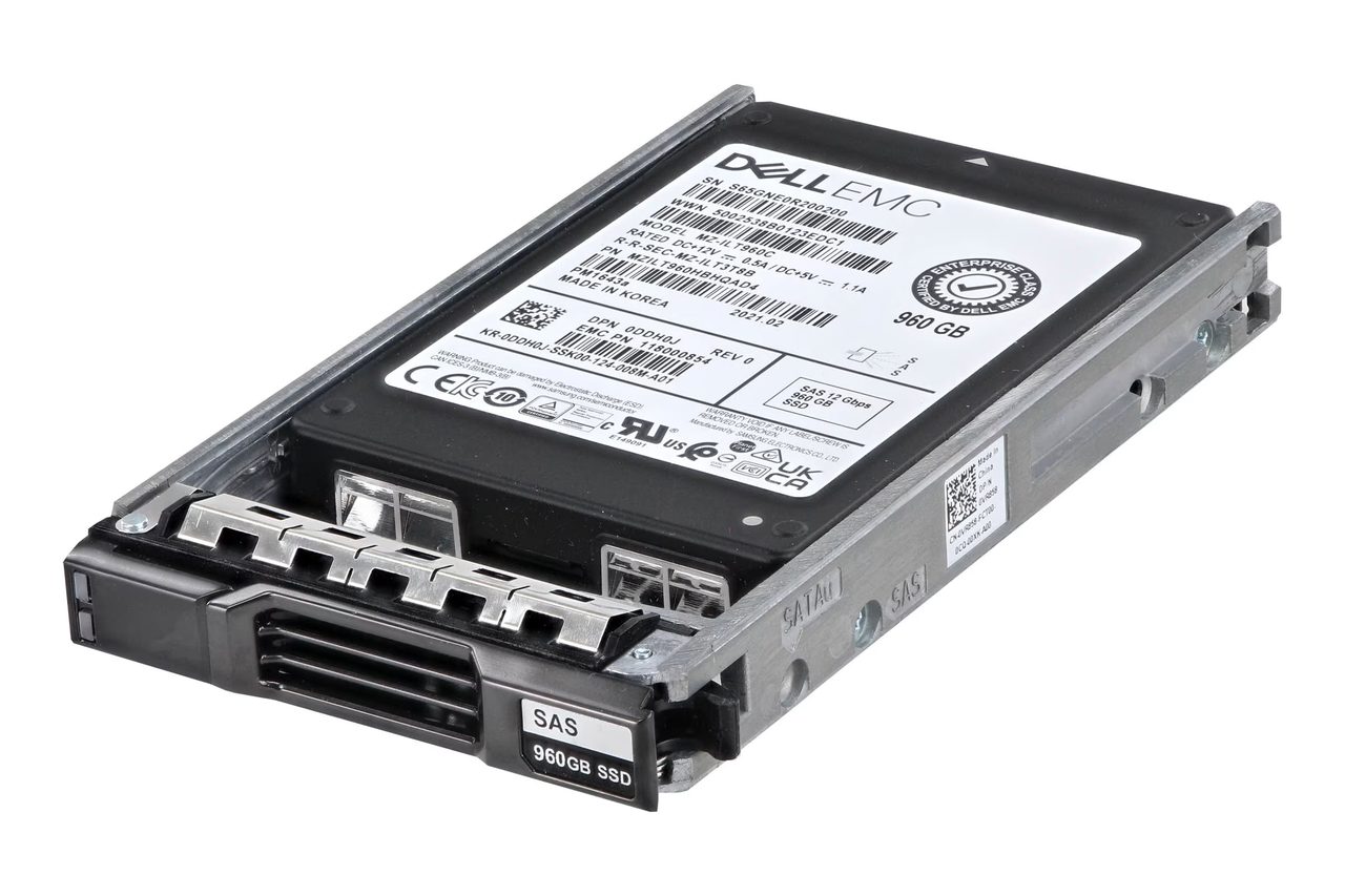 DELL COMPELLENT STORAGE SCV2020 SCV3020 SC4020 SC5020 SC7020 SC420 ORIGINAL HARD DRIVE 960GB 12G TLC RI ( READ INTENSIVE) 1-DWPD  2.5 SAS WITH TRAY-7D4F6 -VR858 / DISCO DURO ORIGINAL CON CHAROLA NEW DELL